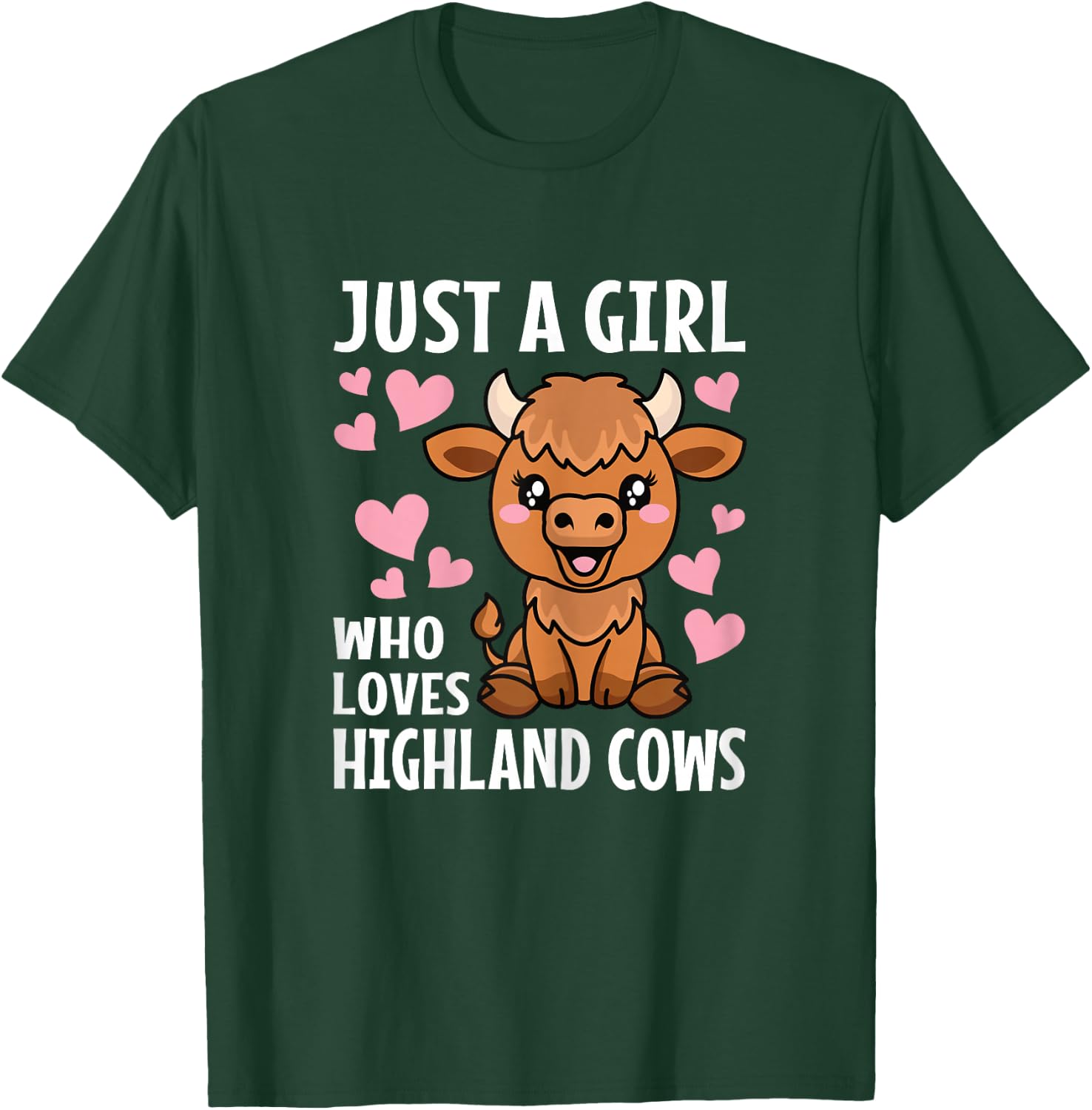 Just A Girl Who Loves Highland Cows Western Girls T-Shirt - T-Shirt | Forest