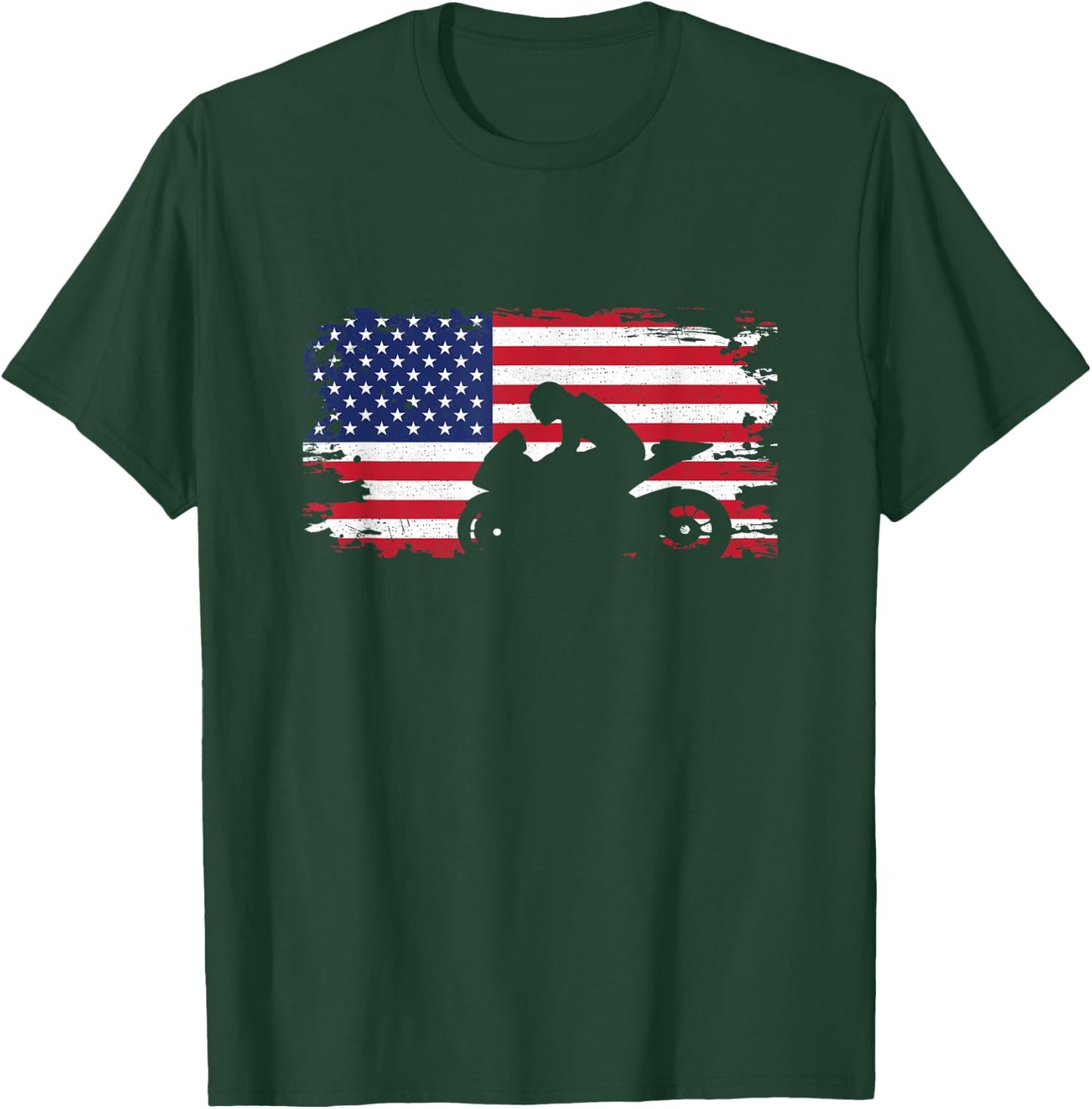 American Flag Motorcycle Apparel - Biker / Motorcycle T-Shirt - T-Shirt | Forest