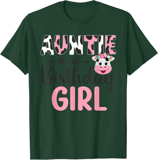 Auntie Of The Birthday Girl Farm Cow 1 St Birthday Girl T-Shirt - T-Shirt | Forest