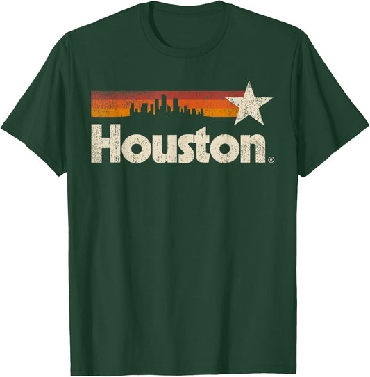 Vintage Houston City - Texas Houston Strong Stripes T-Shirt - T-Shirt | Forest