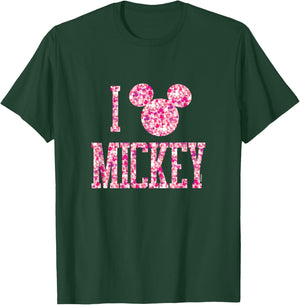 Mickey Mouse - I Love Mickey Sparkle Pattern T-Shirt - T-Shirt | Forest