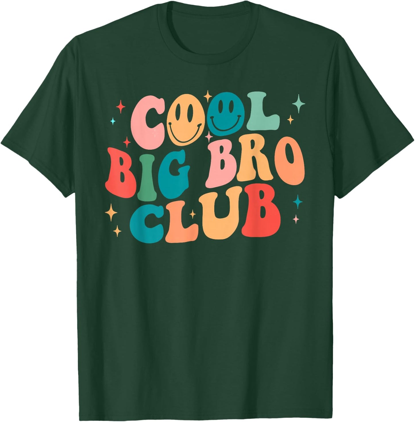 Cooles Big Bro Club Groovy Happy Smile Face 2023 Geschenk T-Shirt - T-Shirt | Forest
