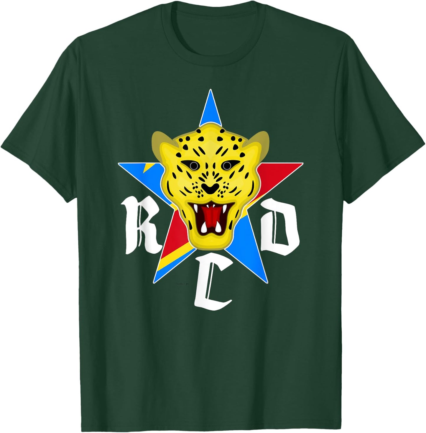 Love DRC RDC Congo With Congo Flag Leopard Head Emblem T-Shirt - T-Shirt | Forest