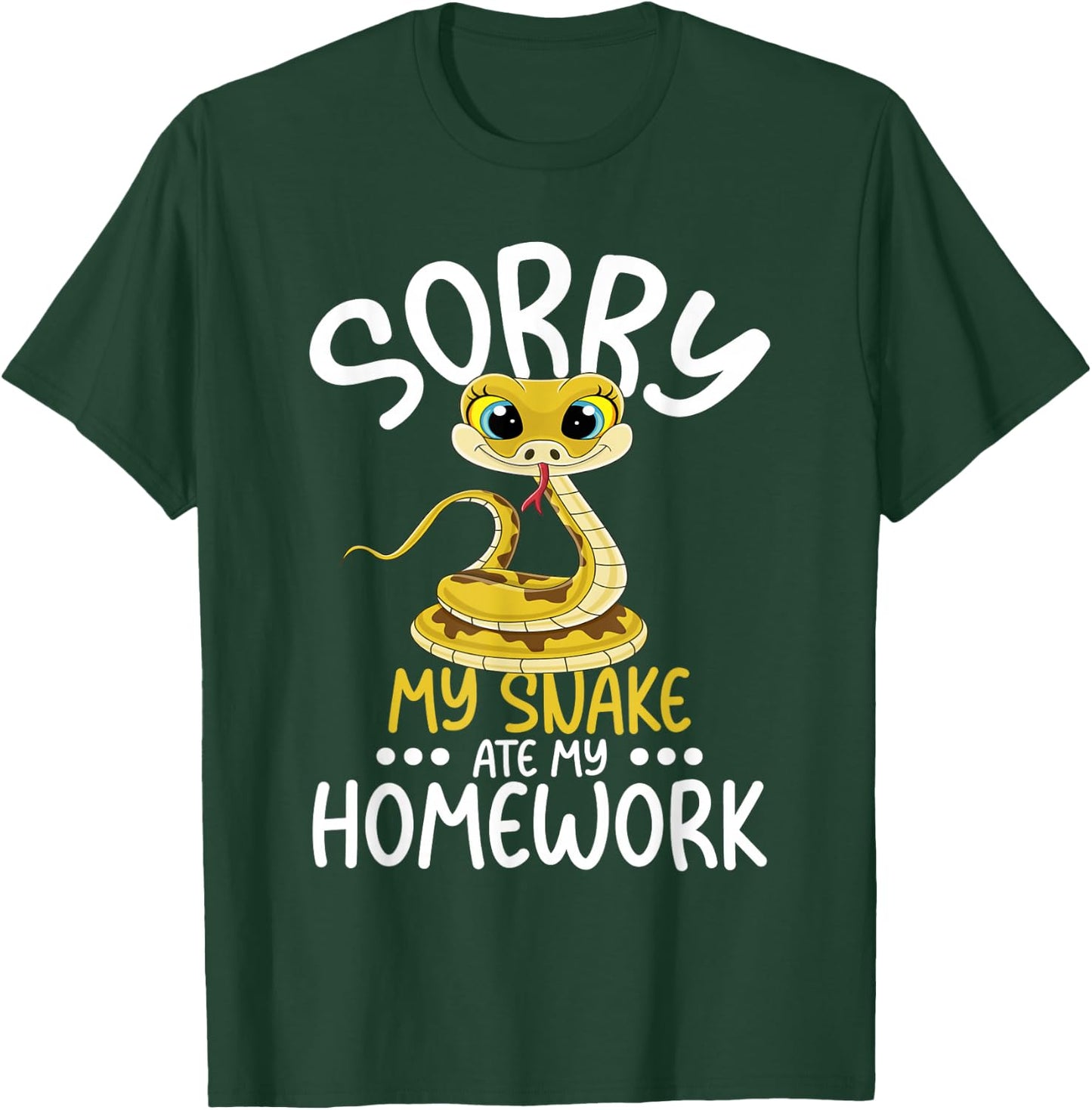 Sorry My Snake Ate My Homework - Snakes Reptile Lover School T-Shirt - T-Shirt | Forest