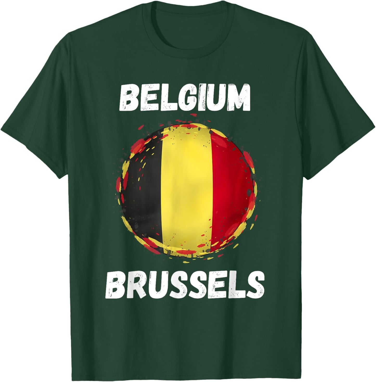 Brussels Belgium Retro Vintage Belgian Flag Souvenirs T-Shirt - T-Shirt | Forest