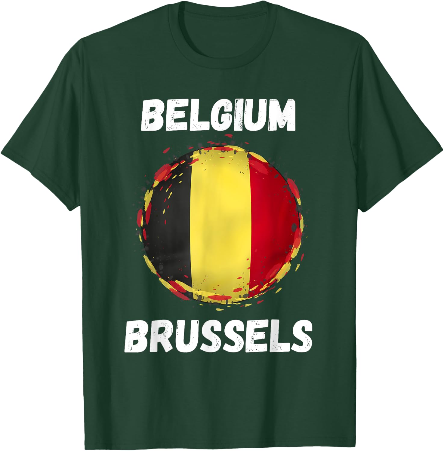 Brussels Belgium Retro Vintage Belgian Flag Souvenirs T-Shirt - T-Shirt | Forest