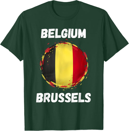 Brussels Belgium Retro Vintage Belgian Flag Souvenirs T-Shirt - T-Shirt | Forest