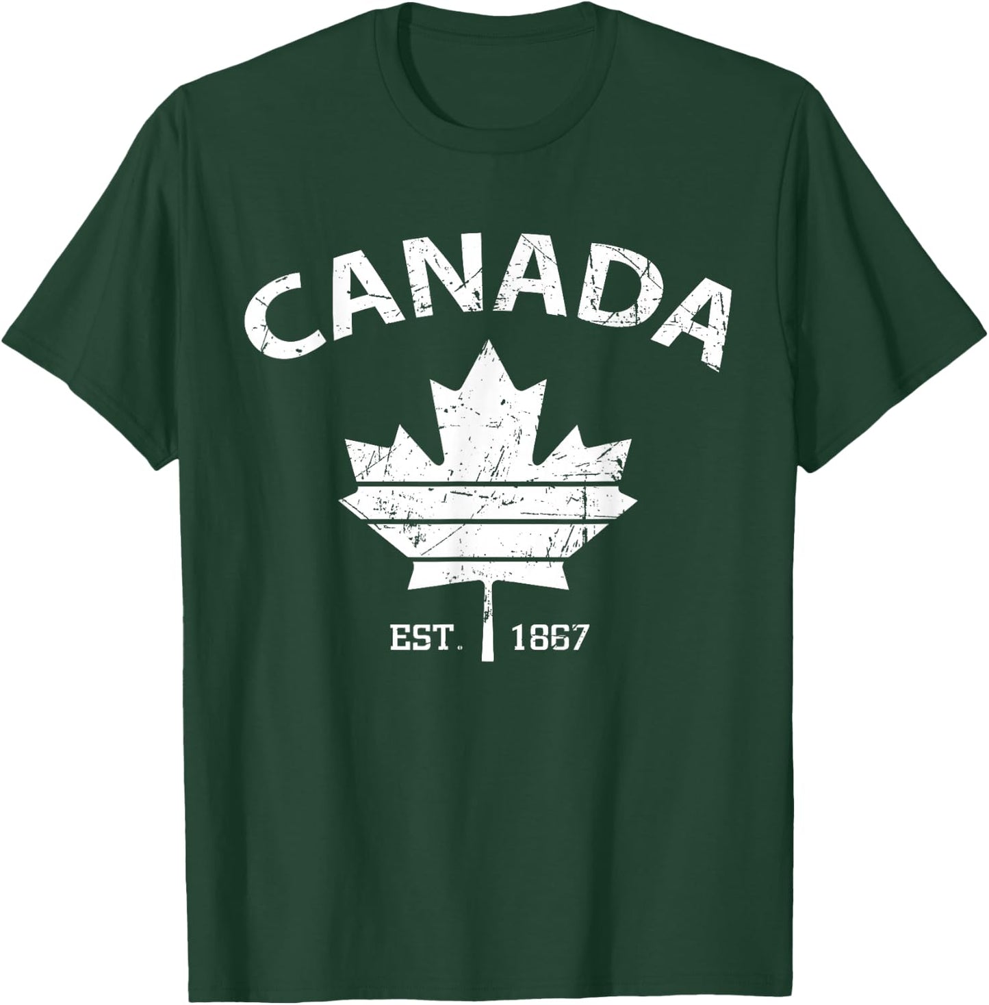 Canada Est 1867 Maple Leaf Flag Patriotic Canadian Men Women T-Shirt - T-Shirt | Forest