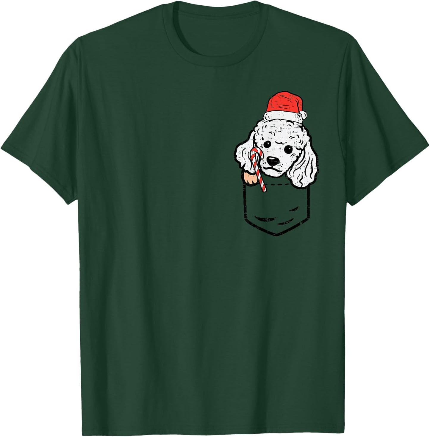 Pocket Poodle Santa Dog Christmas Xmas Men Women T-Shirt - T-Shirt | Forest