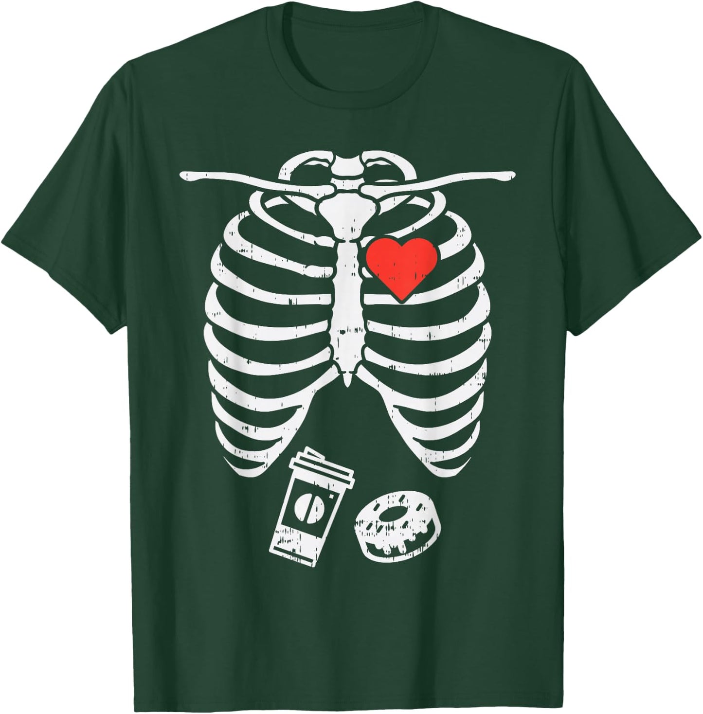 Skeleton X-Ray Donut Coffee Funny Halloween Pregnancy Dad T-Shirt - T-Shirt | Forest