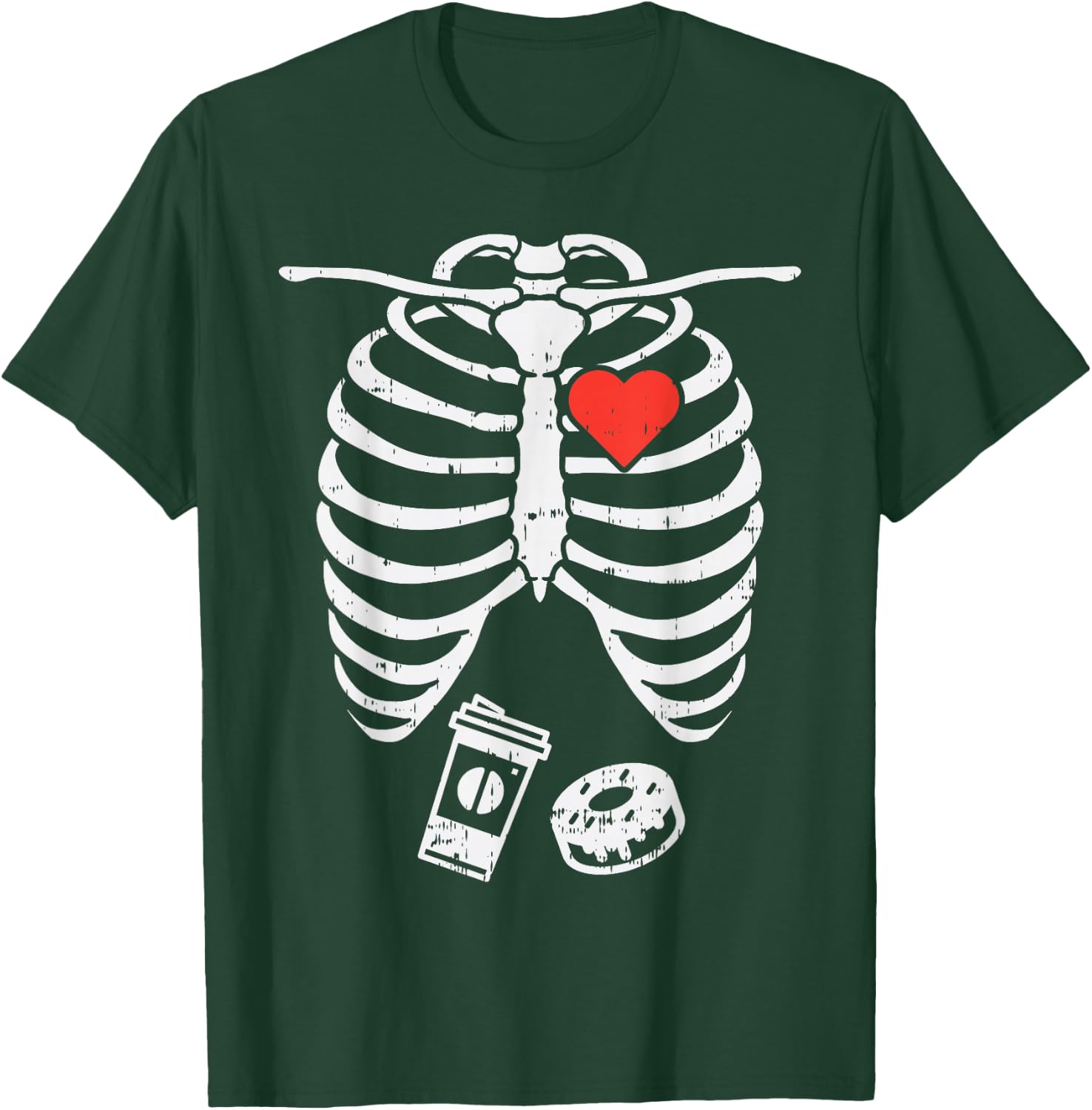 Skeleton X-Ray Donut Coffee Funny Halloween Pregnancy Dad T-Shirt - T-Shirt | Forest