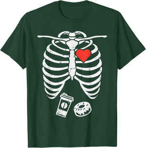 Skeleton X-Ray Donut Coffee Funny Halloween Pregnancy Dad T-Shirt - T-Shirt | Forest