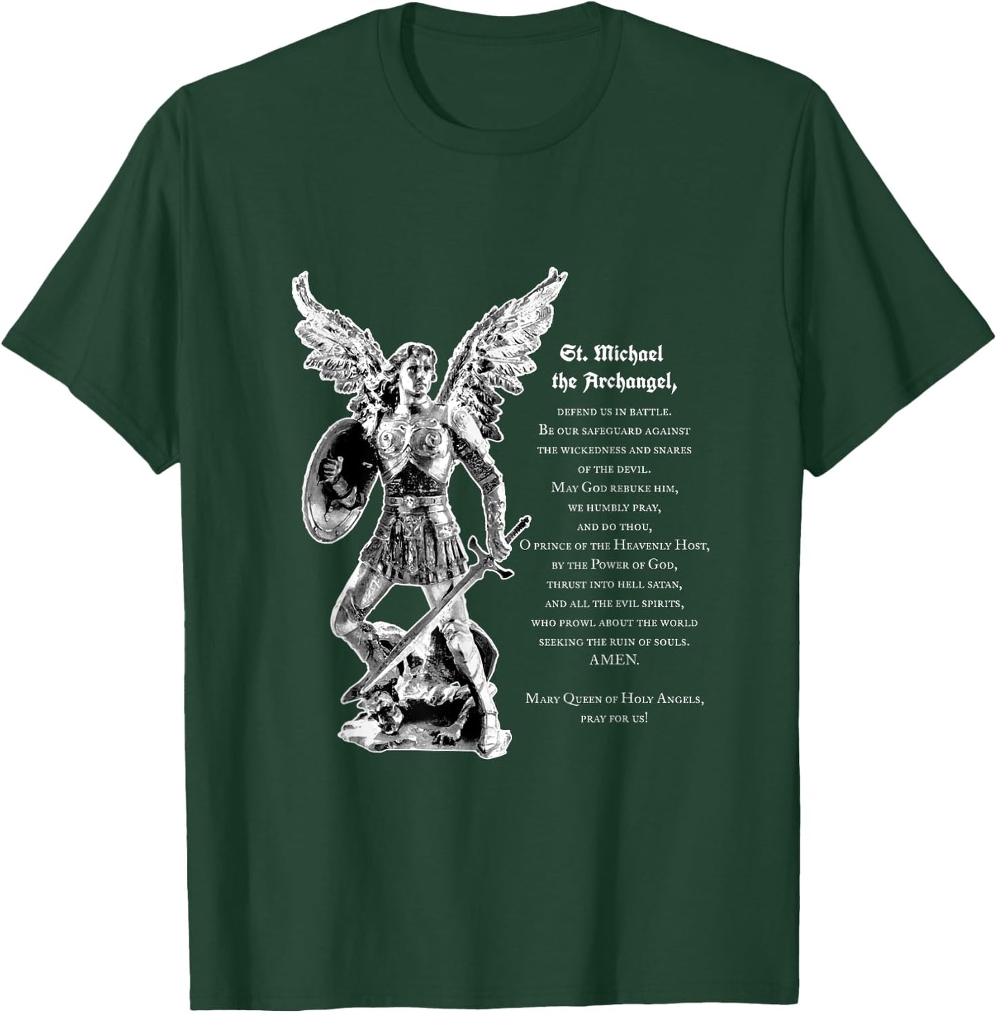 Prayer To St. Michael The Archangel Print Christian T-Shirt - T-Shirt | Forest