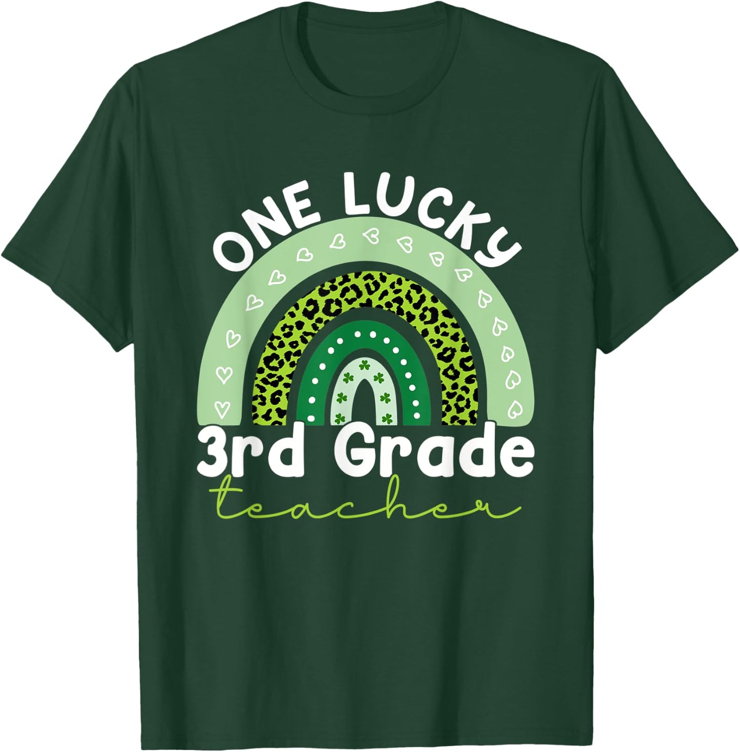 One Lucky Teacher Rainbow St Patricks Day 3rd Grade Teacher T-Shirt - T-Shirt | Forest