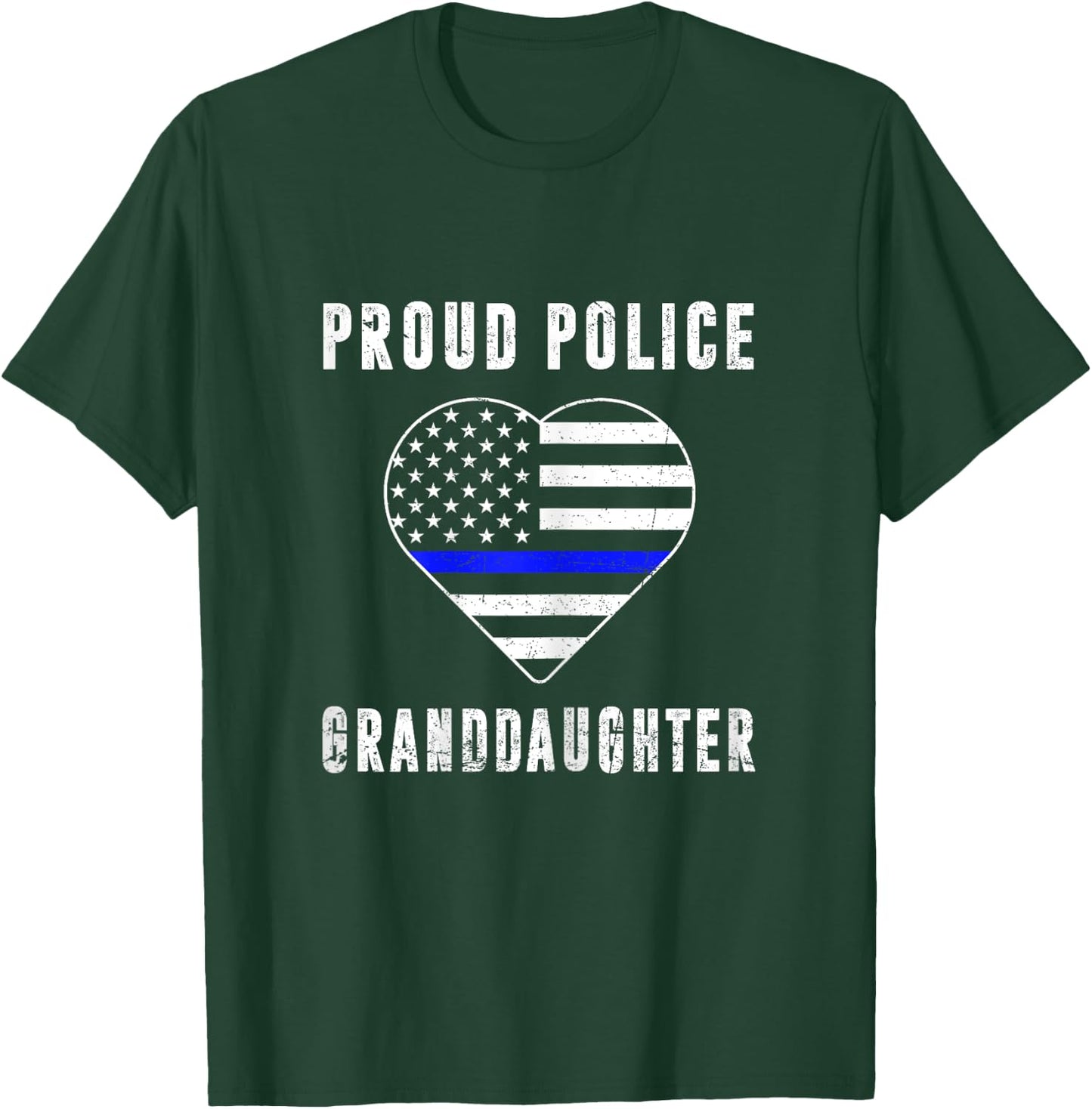 Proud Police Granddaughter Thin Blue Line Family Matching T-Shirt - T-Shirt | Forest