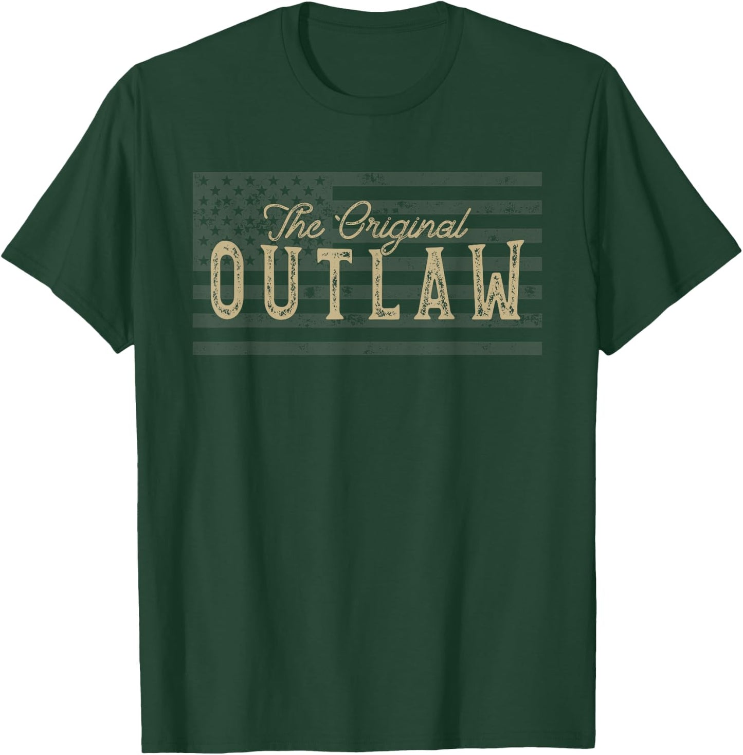 Vintage American Flag Outlaw T-Shirt - T-Shirt | Forest