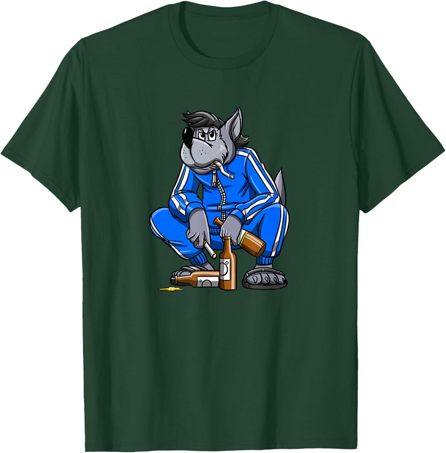 Russische Kleidung - Russischer Gopnik, Russenhocke, Nu Pogodi Wolf - - Schwarz - S - Kurzarm - Klassische Passform - 100% Baumwolle - Sommer - Erwachsene T-Shirt - T-Shirt | Forest