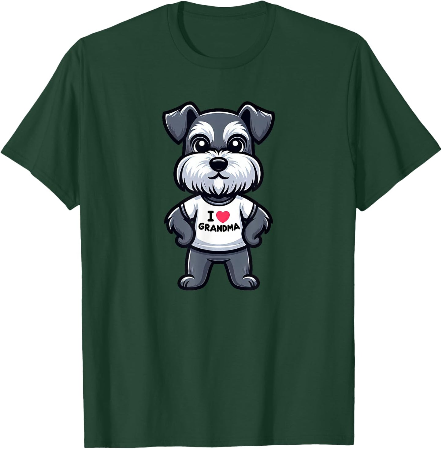 Schnauzer I Love Grandma Funny Dog Grandmother T-Shirt - T-Shirt | Forest