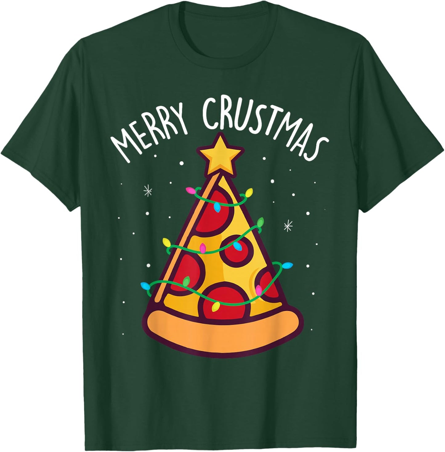 Funny Merry Crustmas Pizza Christmas Tree Kids Toddler Sleep T-Shirt - T-Shirt | Forest