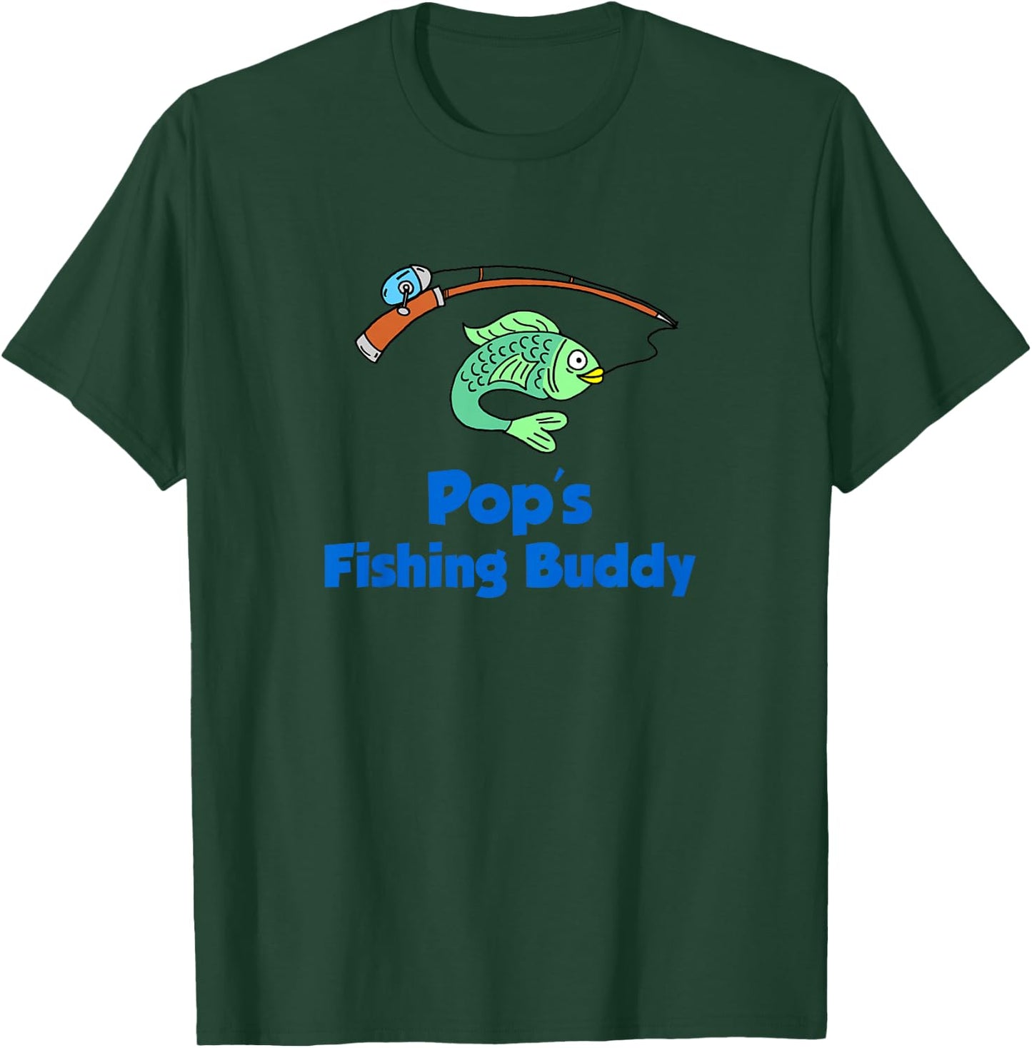 Kids Pop's Fishing Buddy Grandson or Granddaughter Grandpa T-Shirt - T-Shirt | Forest