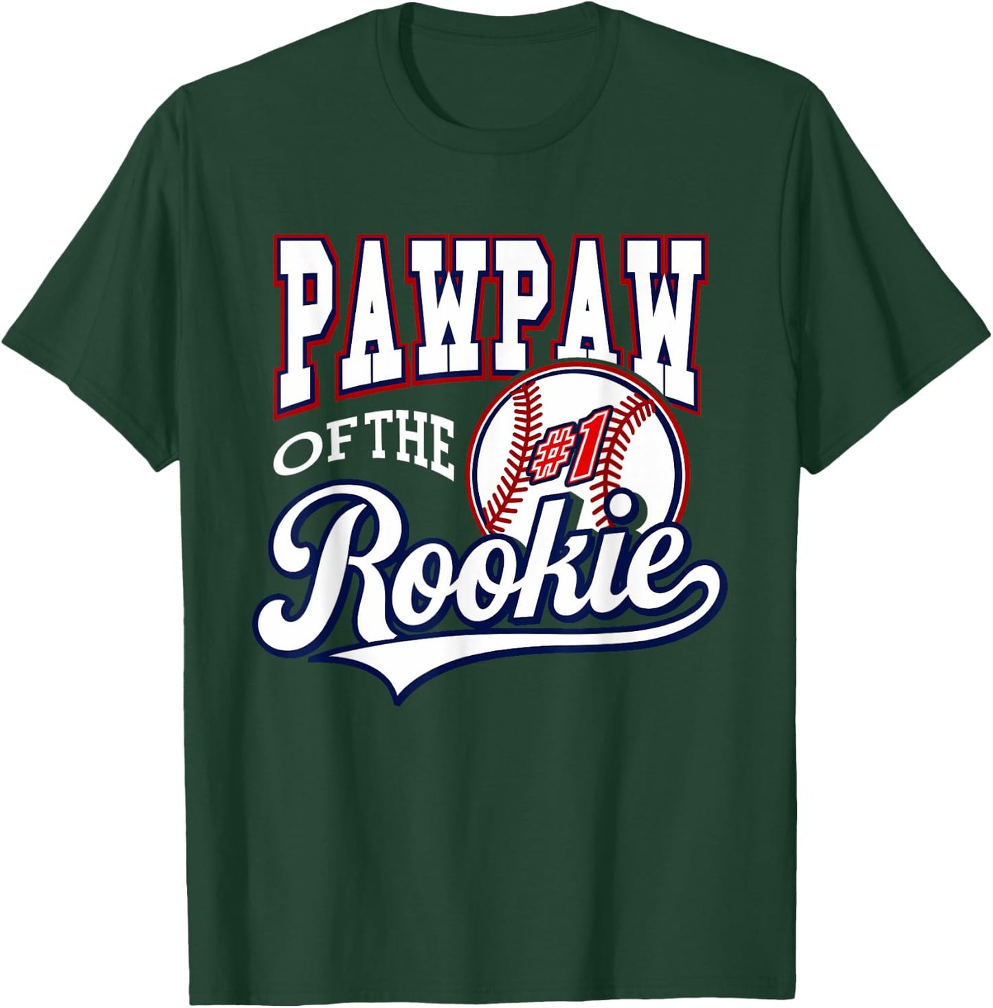 Retro Grandpa Pawpaw Of The Number 1 Rookie Baseball T-Shirt - T-Shirt | Forest