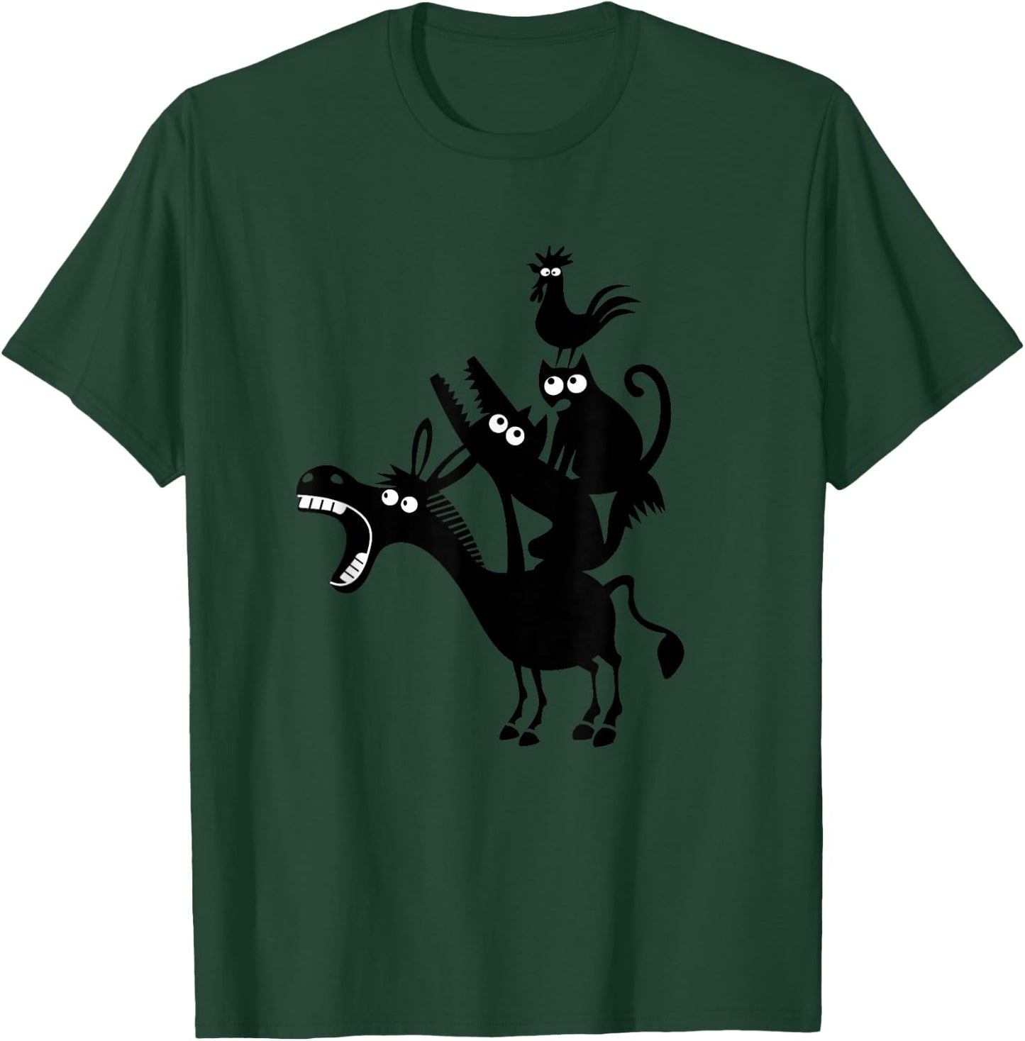 Cool Town Musicians of Bremen Illustration Graphic Designs T-Shirt - T-Shirt | Forest