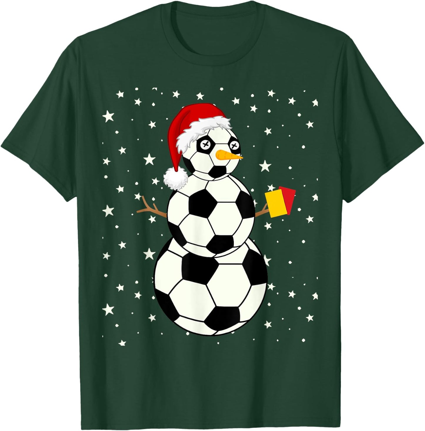 Snowman Soccer Referee Red Yellow Cards Funny Sport T-Shirt - T-Shirt | Forest