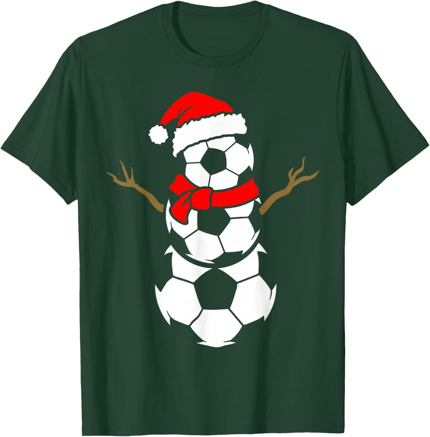 Christmas Soccer Santa Claus Snowman Ball Player Pajama T-Shirt - T-Shirt | Forest