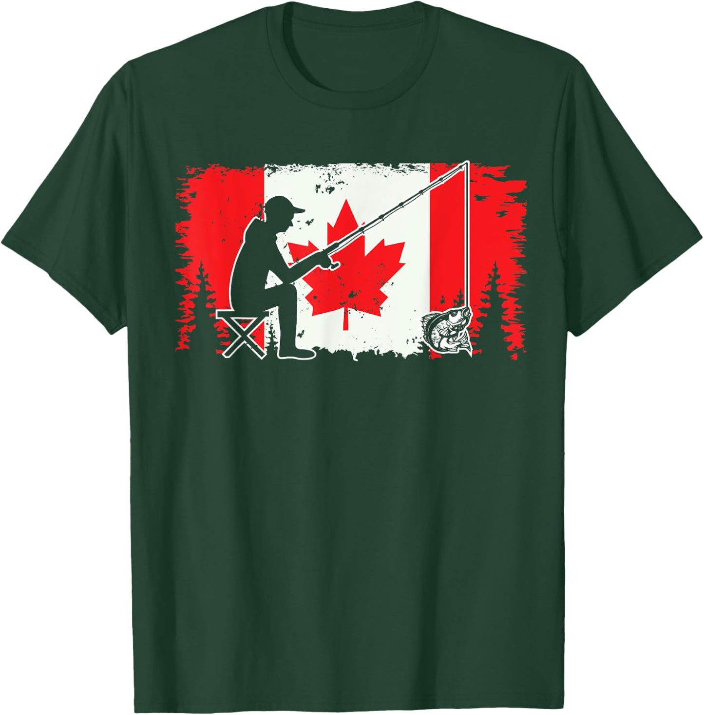 Canada Flag Walleye Fishing Canadian Fisherman Unique Fish T-Shirt - T-Shirt | Forest