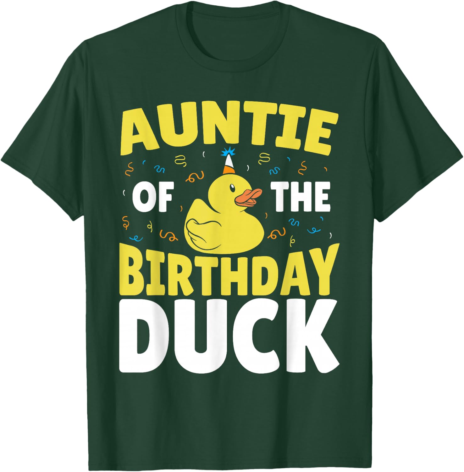 Family Matching Rubber Duck Birthday Party Auntie of the Birthday Duck Black Cartoon T-Shirt - T-Shirt | Forest