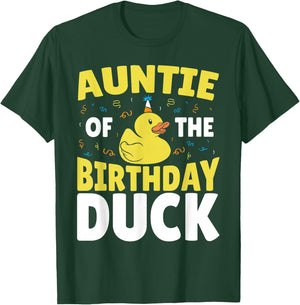 Family Matching Rubber Duck Birthday Party Auntie of the Birthday Duck Black Cartoon T-Shirt - T-Shirt | Forest