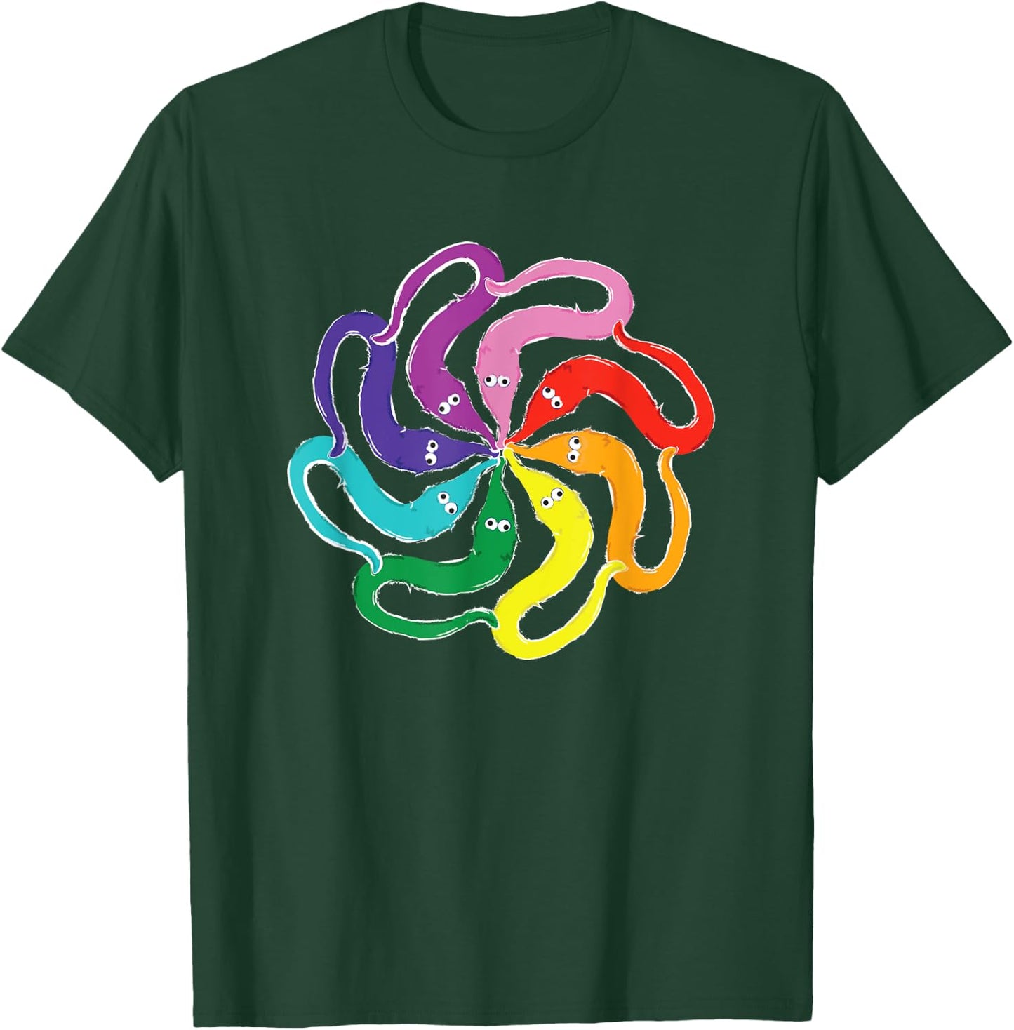Funny Fuzzy Worm on a String Meme Rainbow Mandala T-Shirt - T-Shirt | Forest