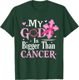 My God Is Bigger Than Cancer Breast Cancer Awareness Jesus T-Shirt - T-Shirt | Forest