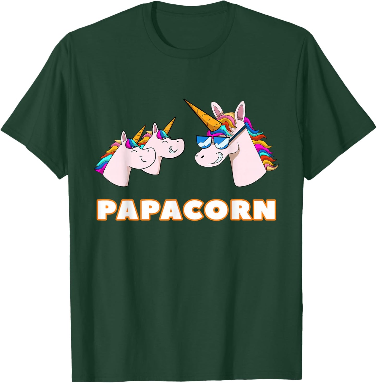 Papacorn Papa 2 Children's Dad Father Unicorn Father's Day , black T-Shirt - T-Shirt | Forest