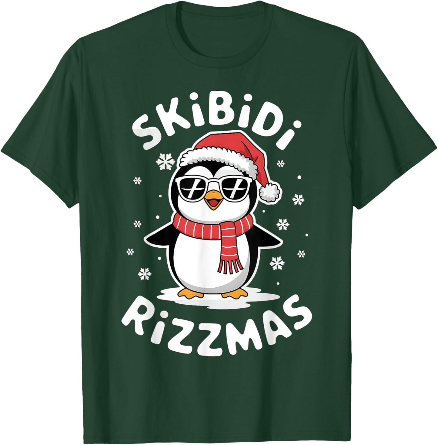 Skibidi Rizzmas Funny Christmas Christmas Season Penguin T-Shirt - T-Shirt | Forest