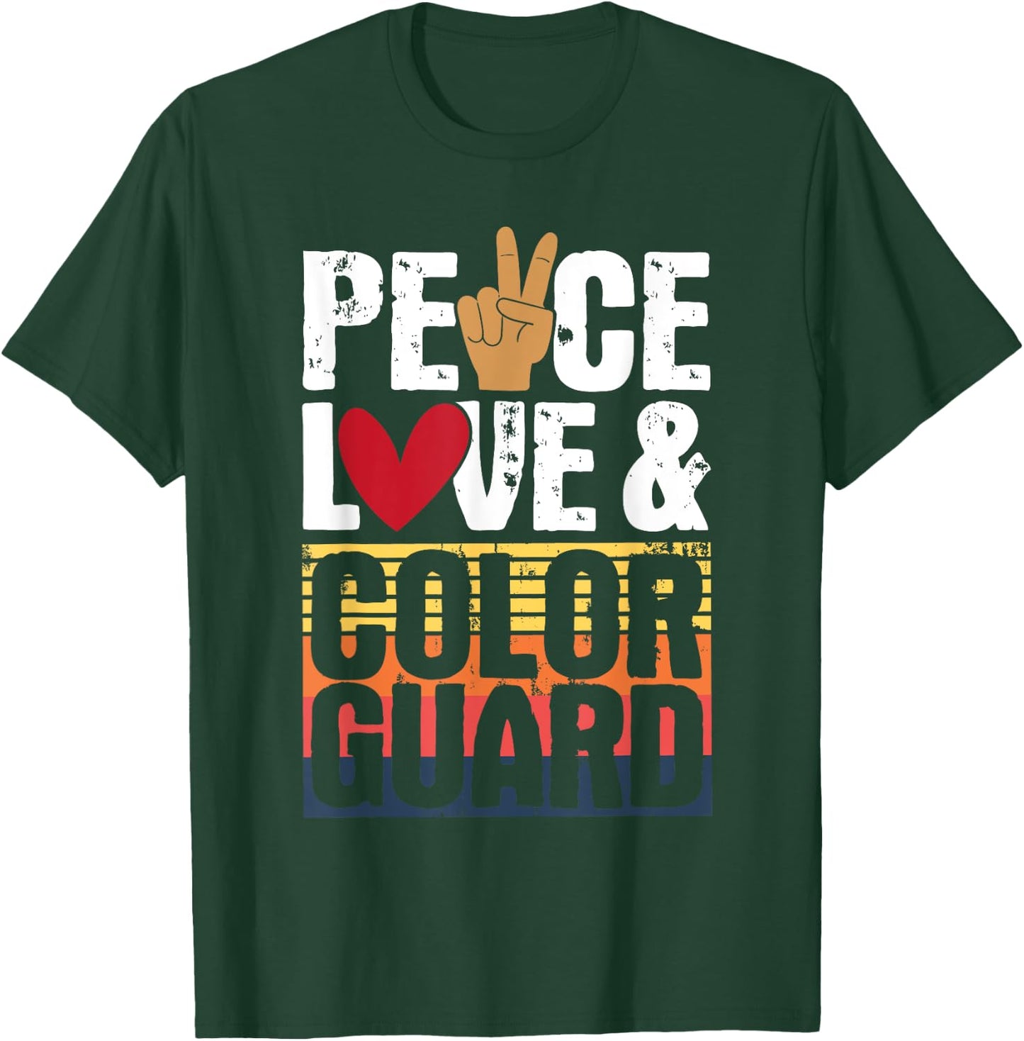 Peace Love & Color Guard - Marching Band Lover Flag Tossing T-Shirt - T-Shirt | Forest
