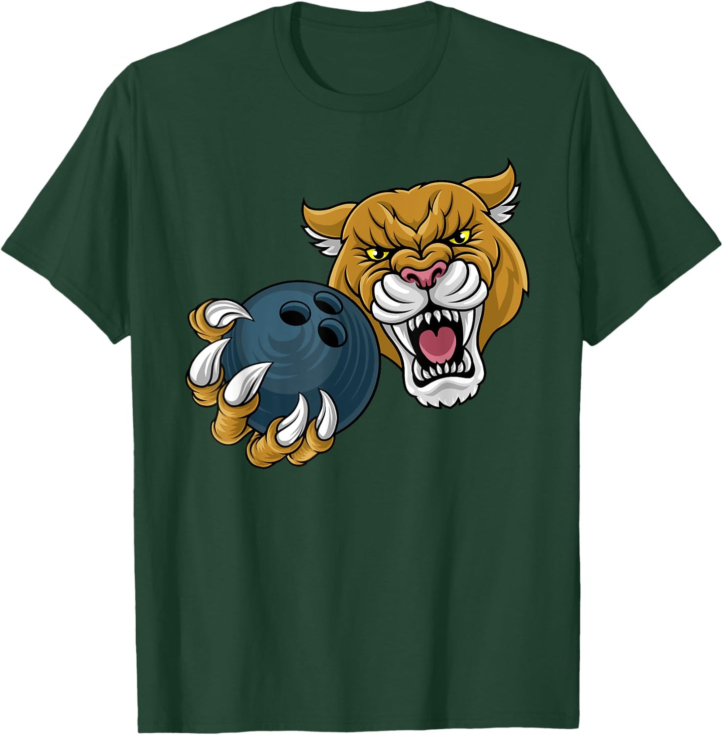 Cougar Panther Mountain Lion Puma Bowling Cartoon T-Shirt - T-Shirt | Forest