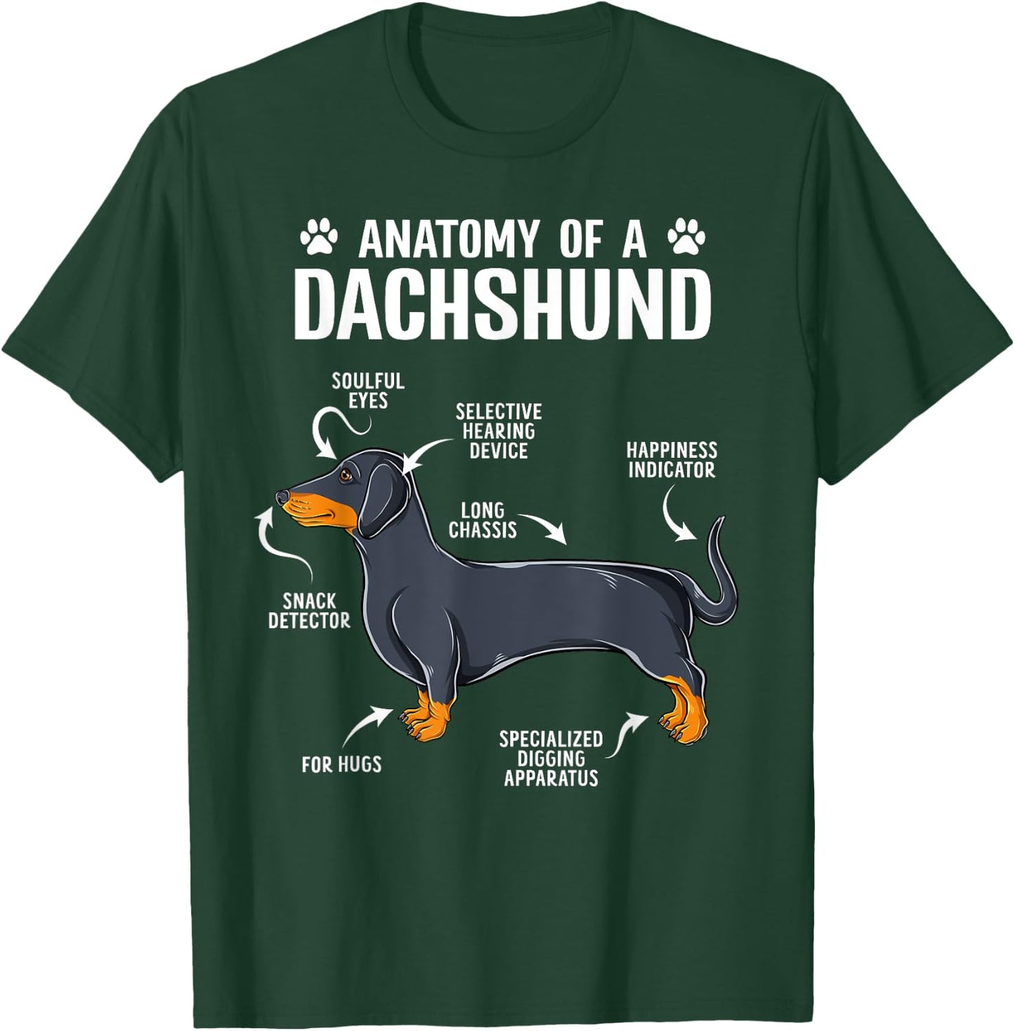 Anatomy Of A Dachshund Funny Doxie Dog Puppy Women Girls Kids T-Shirt - T-Shirt | Forest