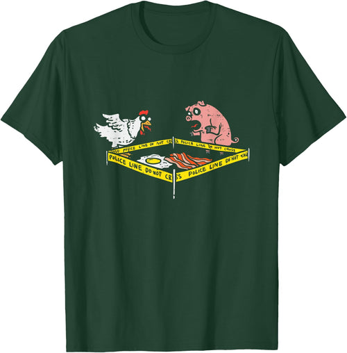Thriller Crime Police Line Funny Chicken Pig Bacon And Eggs