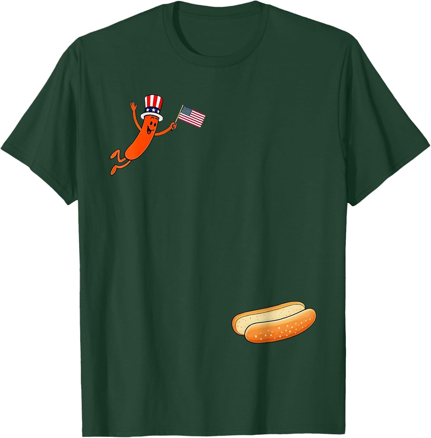Hotdog Freedom Dive Funny Uncle Sam Hot Dog Jumping Into Bun T-Shirt - T-Shirt | Forest