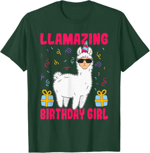 Llamazing Birthday Girl Alpaca Llama Birthday T-Shirt - T-Shirt | Forest