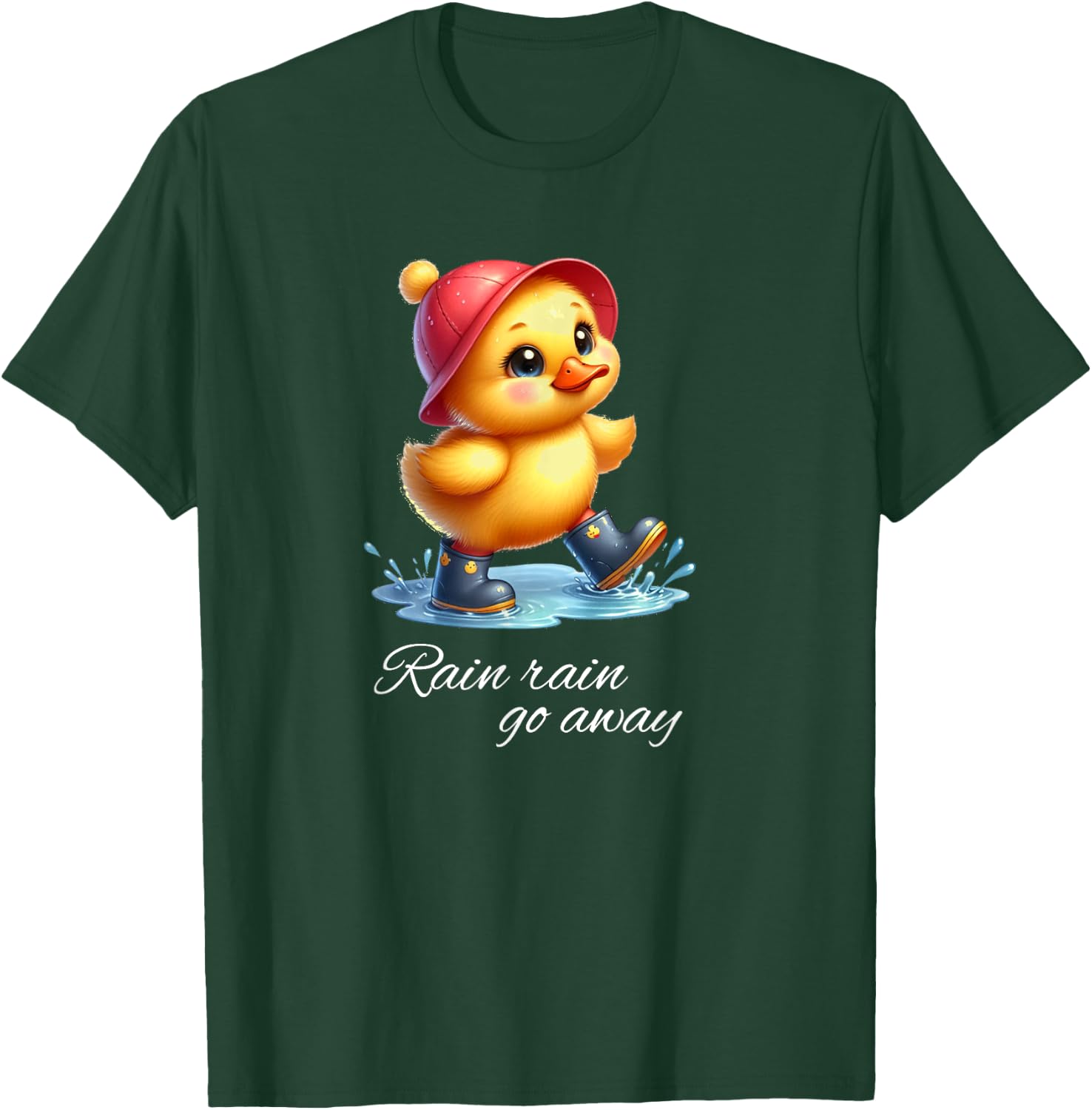 Playful Duck Saying Rain Go Away T-Shirt - T-Shirt | Forest