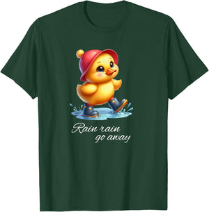 Playful Duck Saying Rain Go Away T-Shirt - T-Shirt | Forest