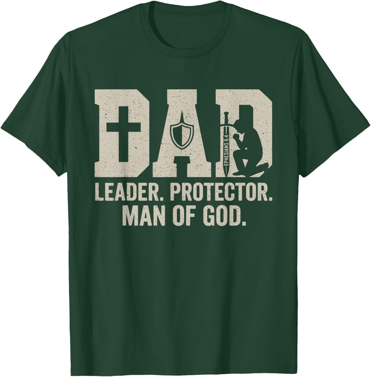 Man of God Husband Dad Christian Dad Fathers Day Birthday T-Shirt - T-Shirt | Forest