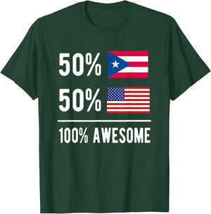 Proud Puerto Rican American Flag Puerto Rico USA T-Shirt - T-Shirt | Forest