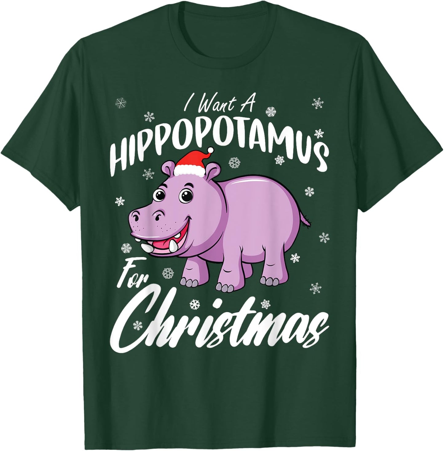 Christmas Hippo Shirt by T&T -Kids Xmas Hippo Black Small T-Shirt - T-Shirt | Forest