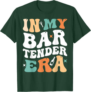 In My Bartender Era Funny Groovy Retro Bartender T-Shirt - T-Shirt | Forest