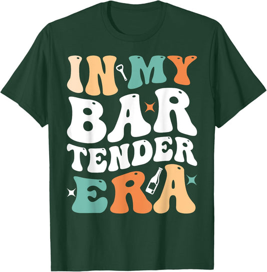 In My Bartender Era Funny Groovy Retro Bartender T-Shirt - T-Shirt | Forest