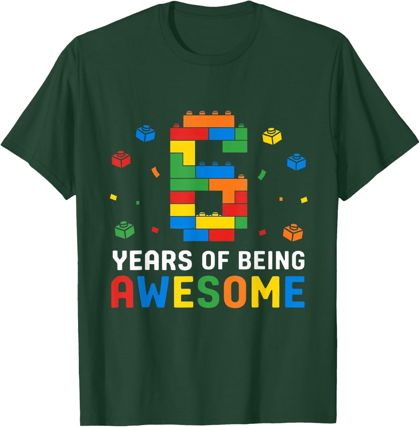 6 Year Old Master Builder Building Blocks 6th Birthday Boy T-Shirt - T-Shirt | Forest