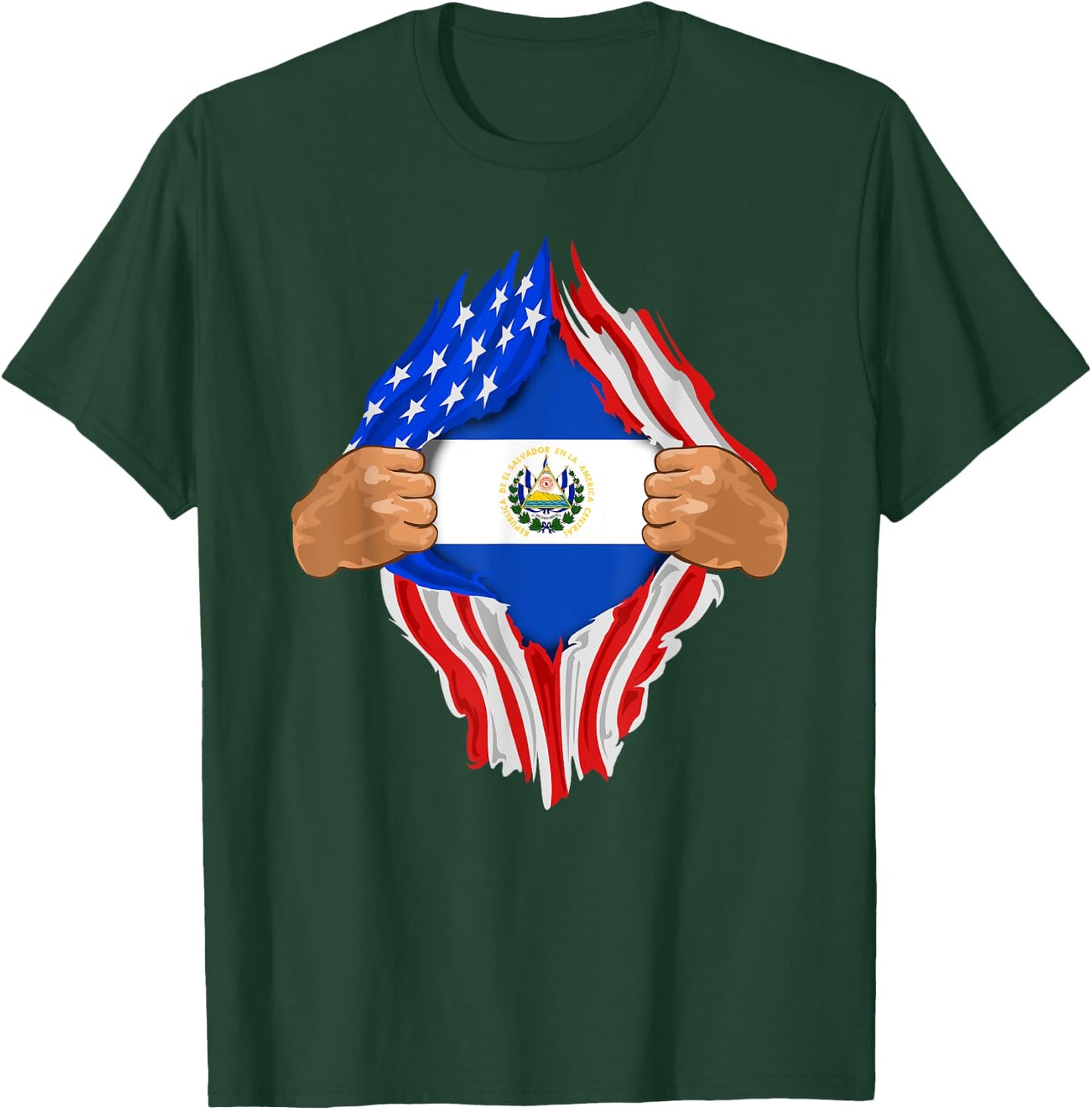 Salvadoran Blood Inside Me | El Salvador Flag Gift T-Shirt - T-Shirt | Forest
